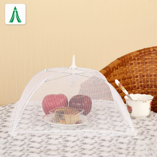 White Foldable Pop Up Fly Net Mesh Food Cover With Logo Printing