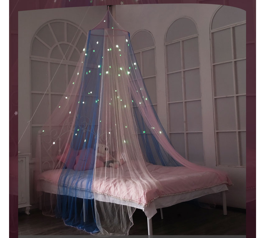 Rainbow Colorful Four-color Glow in The Dark Star Children Mosquito Net Crib Reading Corner Birthday Present Christmas Gift