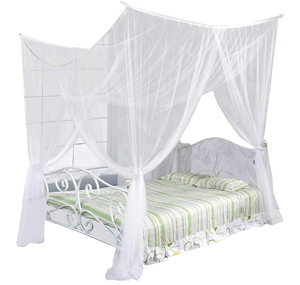 White King Size Four Corner Post Elegant Mosquito Protected Net Bed Canopy
