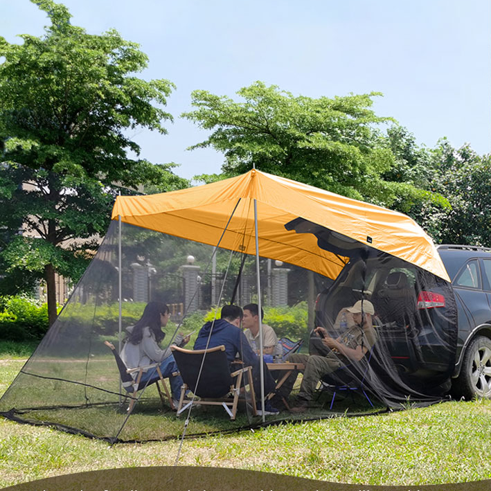 Factory Direct Sale Car Rear Awning Outdoor Portable Camping Car Rear Tent Car Awning Sun Shelter with Mosquito Net