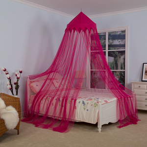 Popular Red Rose Color Crown Bed Canopies Girls Fairy Mosquito Nets for Double Bed