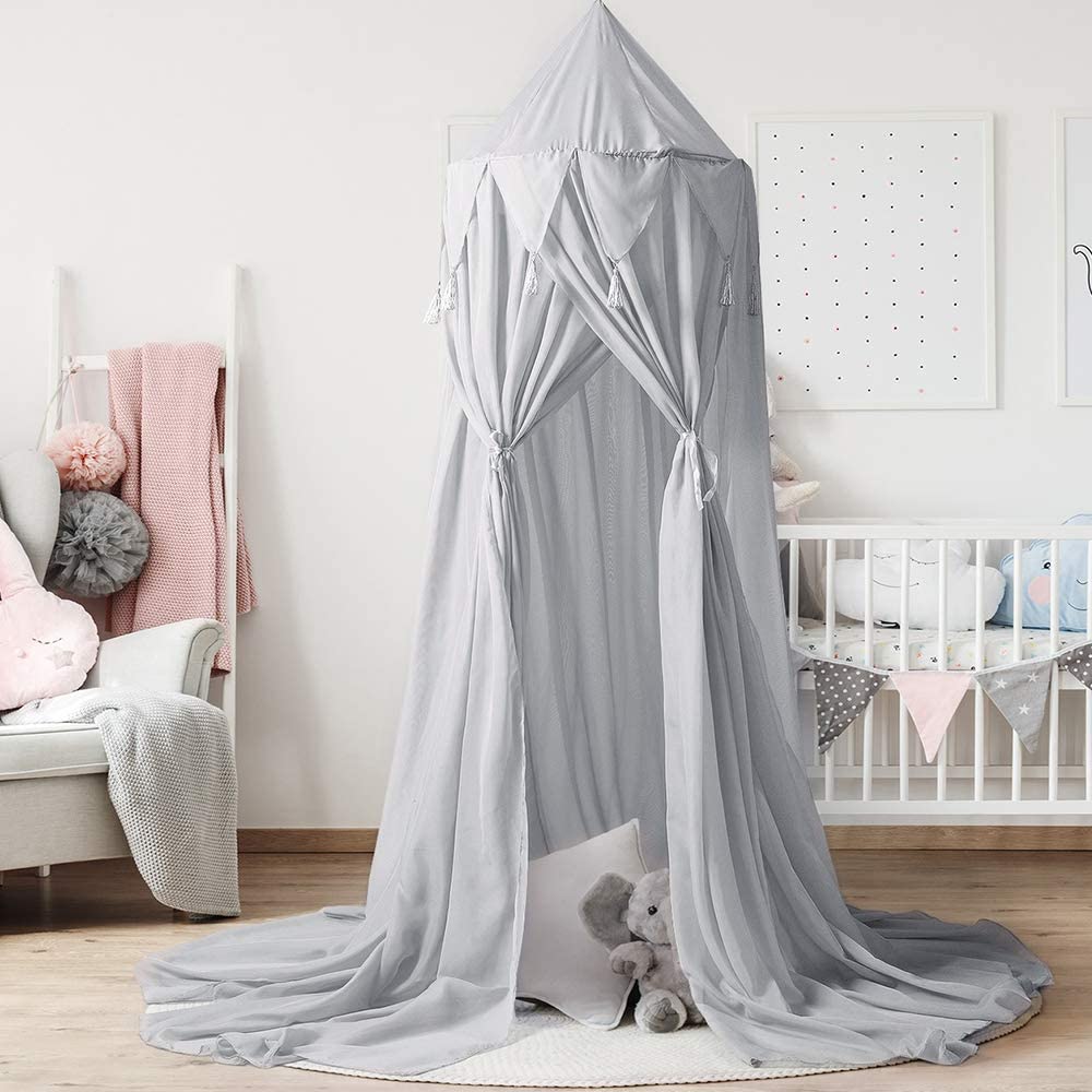 Amazon's Best-selling Hanging Ear Gray Spire Canopy Indoor Home Decoration Children's Playhouse Umbrella Tent With Cotton Fabric